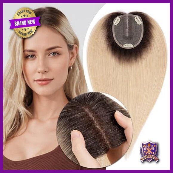 Amazon.com : MY-LADY Human Hair Toppers for Women Real Human  Human Hair Topper 10x12cm Lace Base Clip-In Hairpiece Hand-Tied Remy